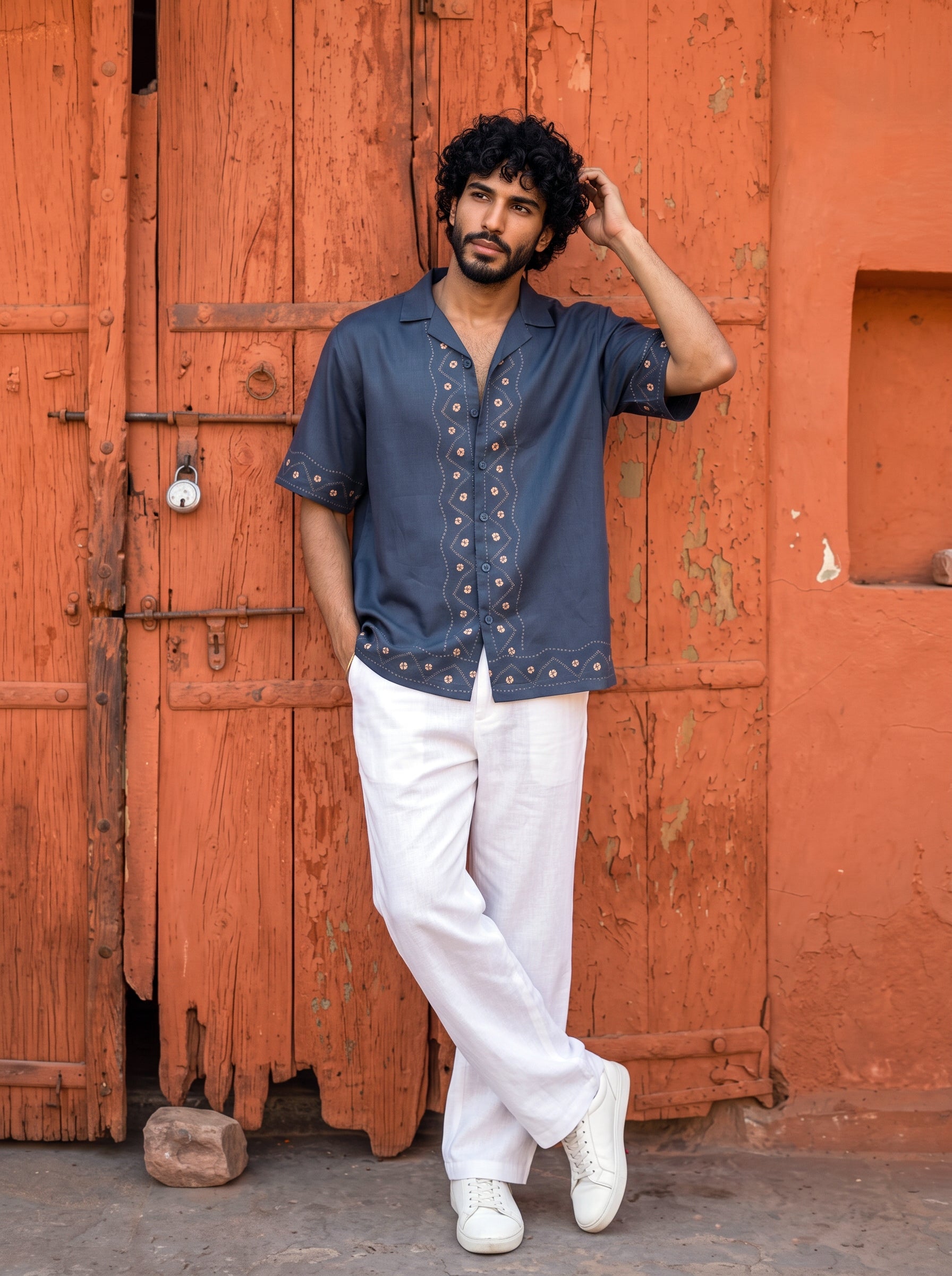 Smoke Indigo Relaxed Fit Cuban Shirt