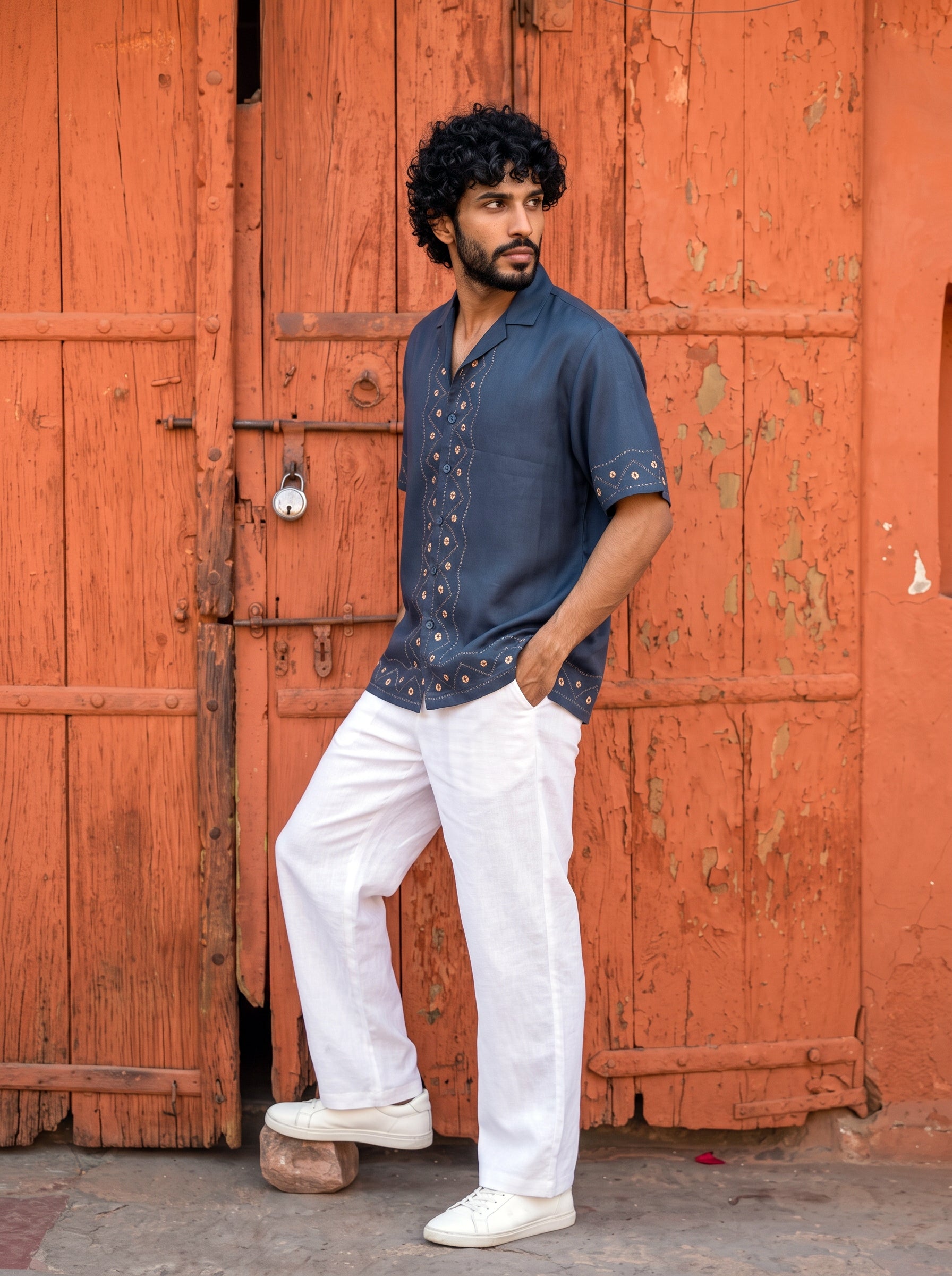 Smoke Indigo Relaxed Fit Cuban Shirt