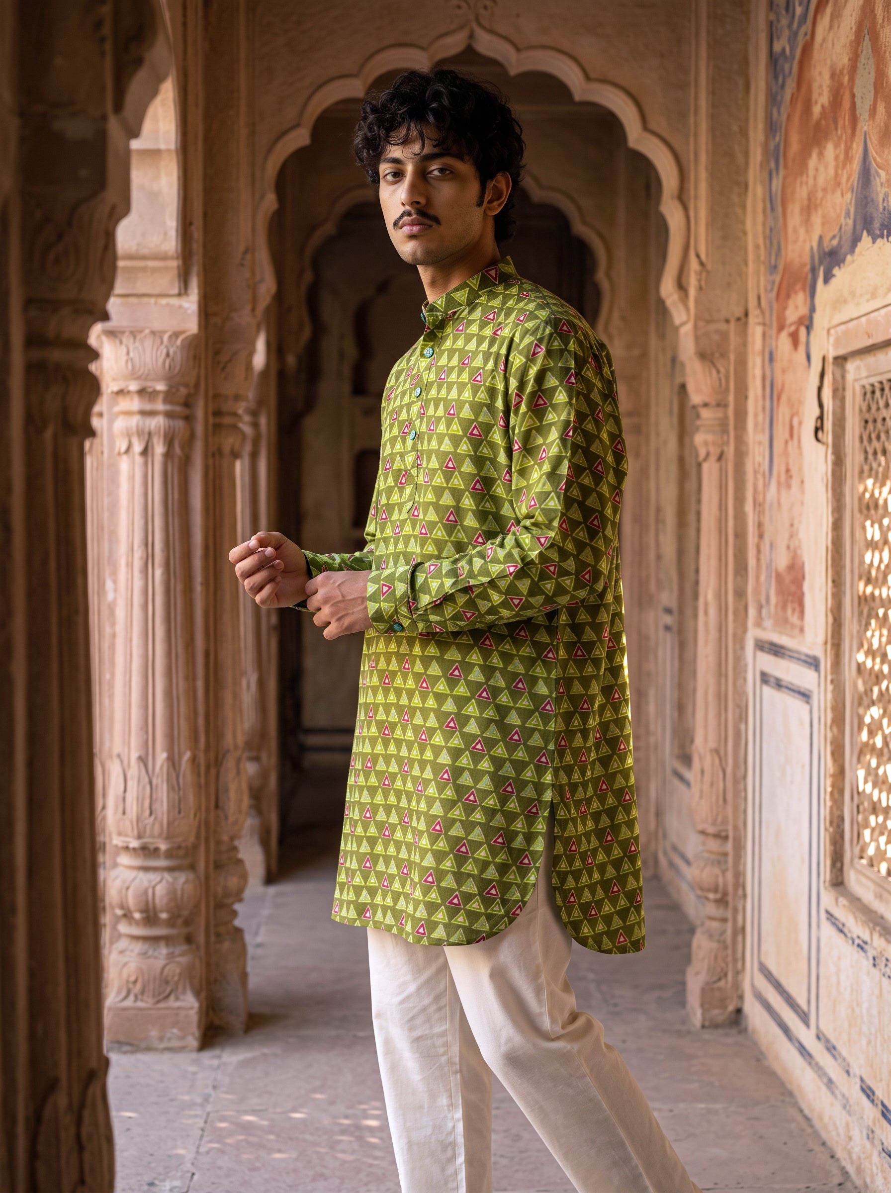 Olive Ocean Mosaic Ganganagery Kurta