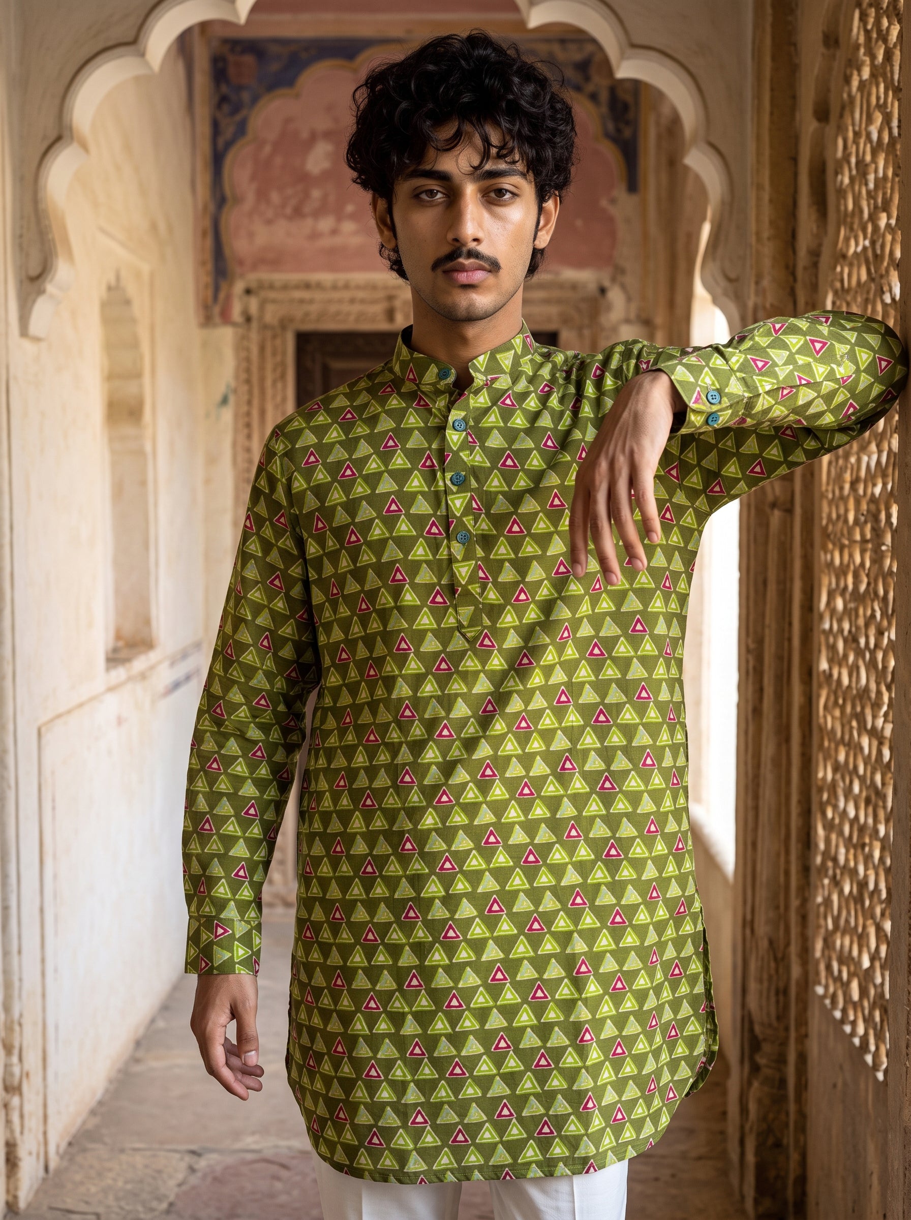 Olive Ocean Mosaic Ganganagery Kurta