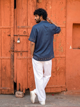 Smoke Indigo Relaxed Fit Cuban Shirt