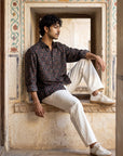Regal Diamond Motif Oxford Collar Shirt
