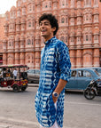 Teal Geometric Blue Ganganagery Kurta
