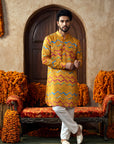 Marigold Zigzag Leheriya Ganganagery Kurta