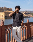 Black Bandhani Matrix Relaxed Fit Cuban Shirt