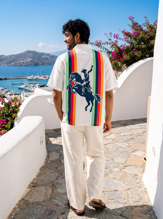 Santorini Stripe Relaxed Fit Cuban Shirt