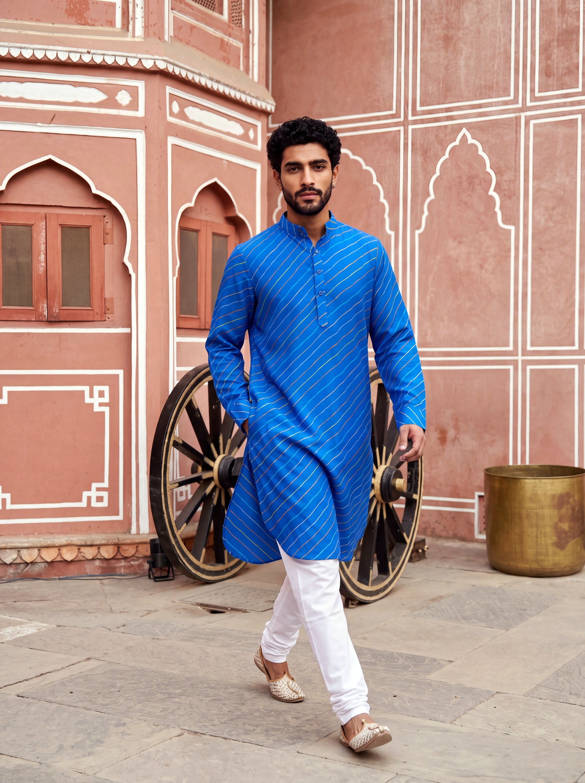 Blue Wave Leheriya Ganganagery Kurta