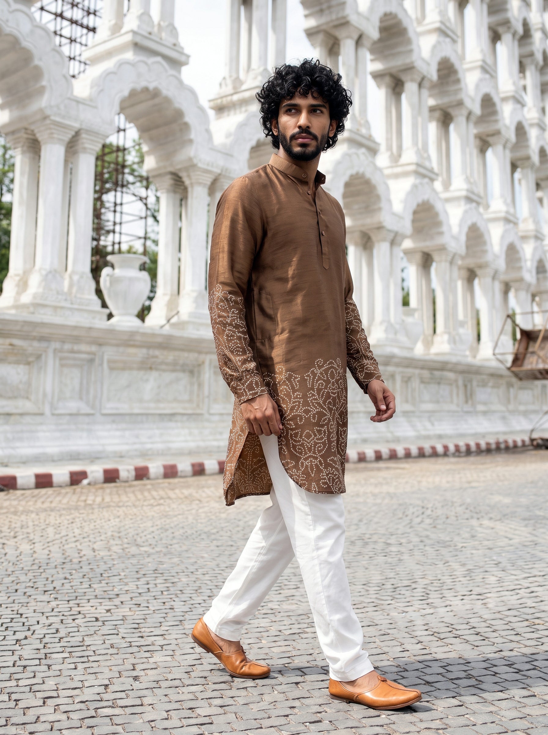 Sandstone Bandhani Ganganagery Kurta