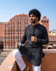 Black Bandhani Matrix Ganganagery Kurta