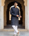 Black Bandhani Zipper Kurta