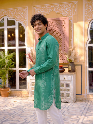 Emerald Dots Bandhani Ganganagery Kurta