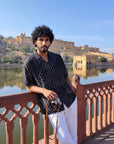 Black Bandhani Matrix Relaxed Fit Cuban Shirt