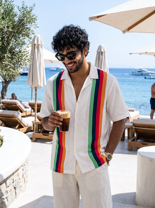 Santorini Stripe Relaxed Fit Cuban Shirt