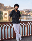 Black Bandhani Matrix Relaxed Fit Cuban Shirt