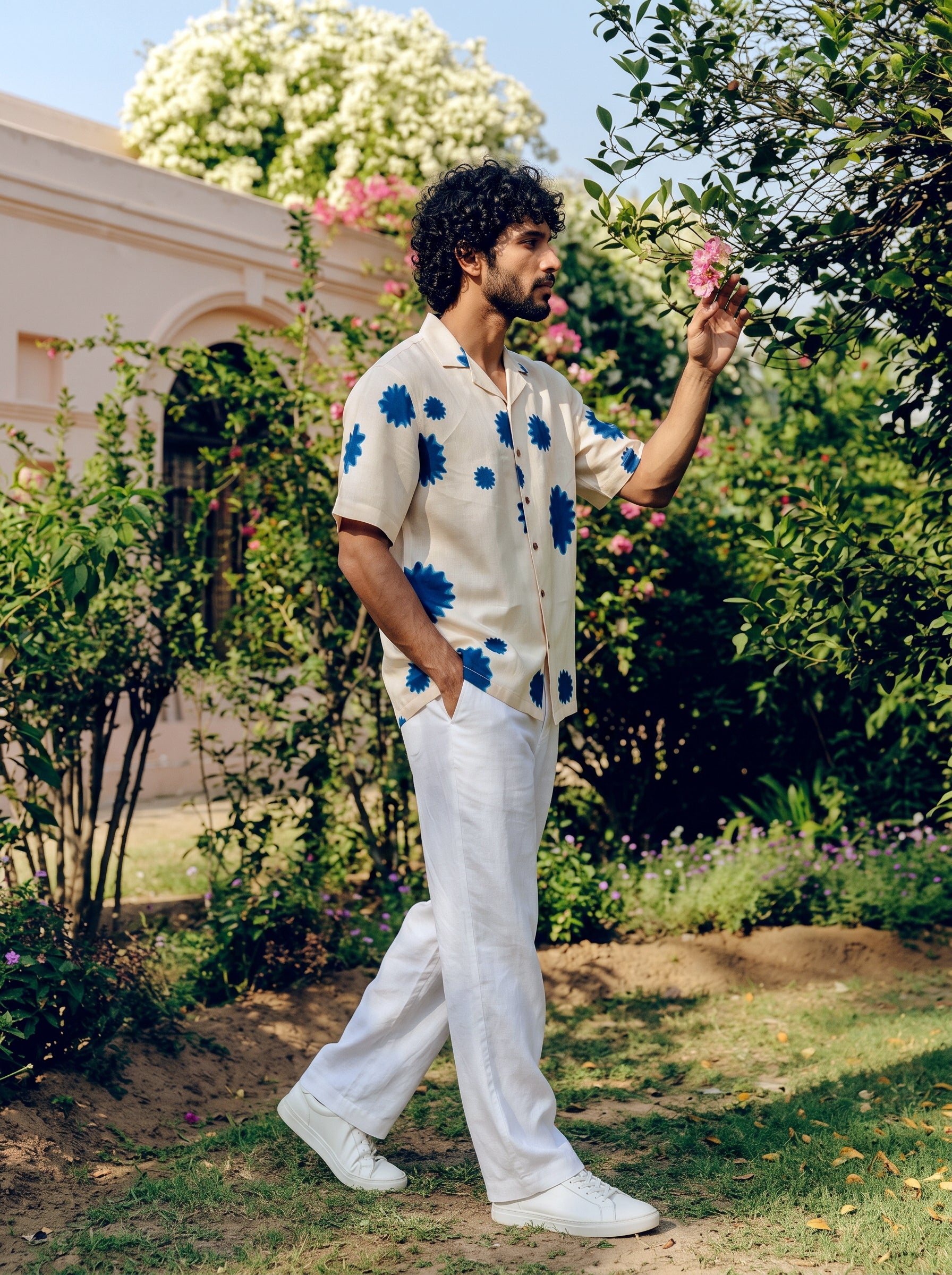 Blue Petal Relaxed Fit Cuban Shirt