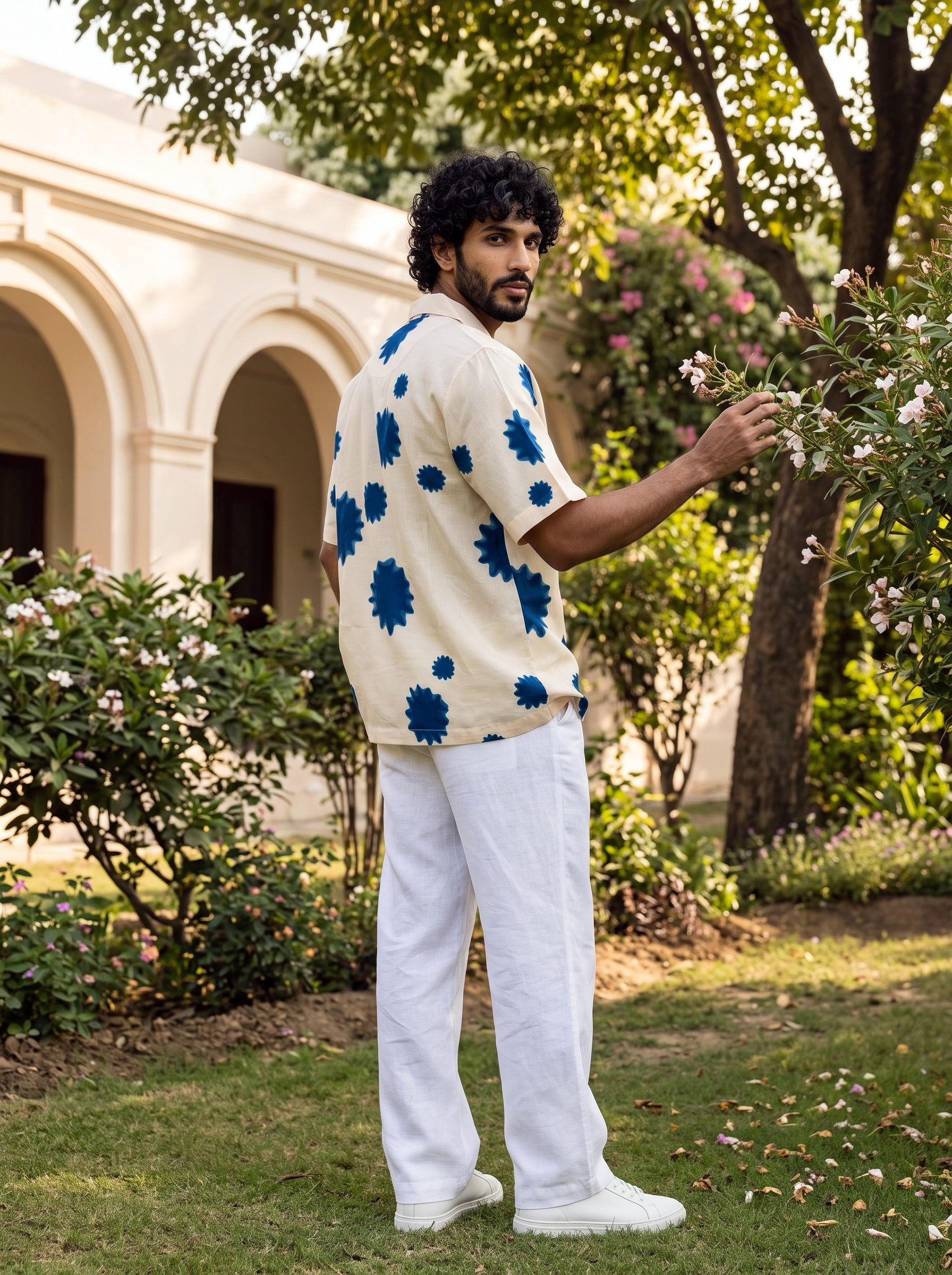 Blue Petal Relaxed Fit Cuban Shirt