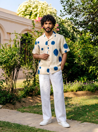 Blue Petal Relaxed Fit Cuban Shirt