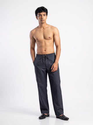 Black Relaxed Fit Drawstring Pants