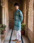 Teal Geometric Ganganagery Kurta