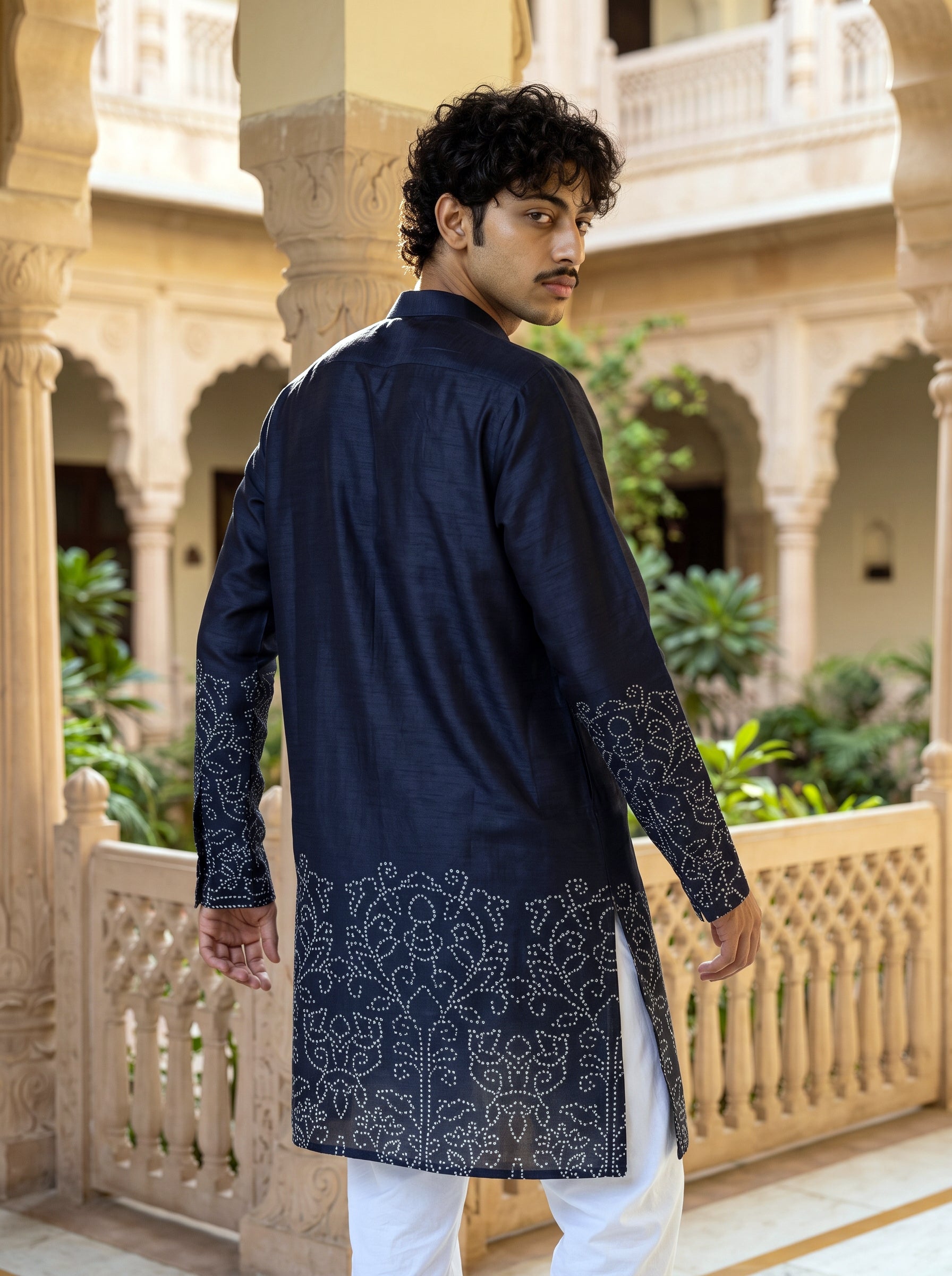 Black Bandhani Zipper Kurta