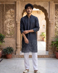 Black Bandhani Zipper Kurta