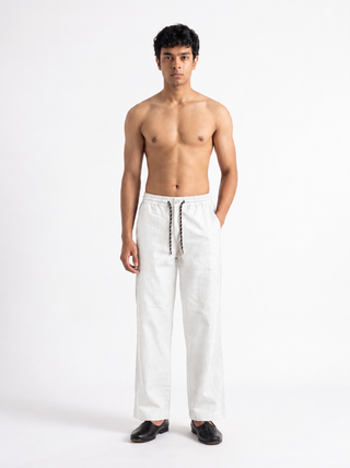 White Relaxed Fit Drawstring Pants