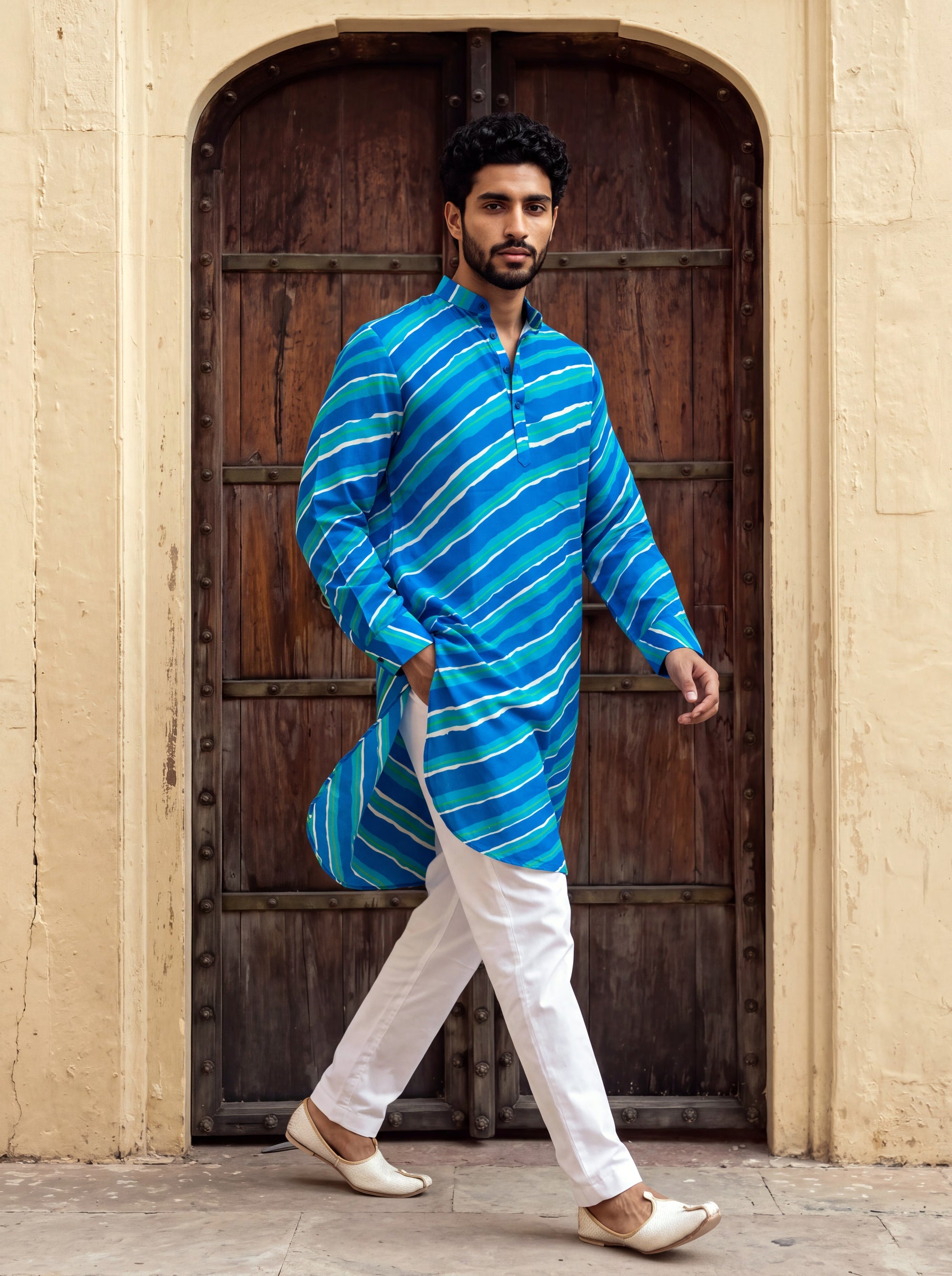 Blue Breeze Leheriya Ganganagery Kurta
