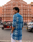 Teal Geometric Blue Ganganagery Kurta