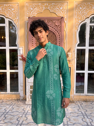 Emerald Dots Bandhani Ganganagery Kurta
