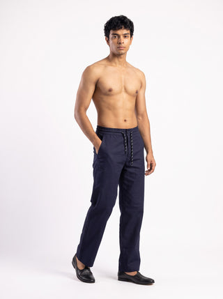 Navy Blue Relaxed Fit Drawstring Pants