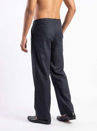 Black Relaxed Fit Drawstring Pants