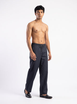 Black Relaxed Fit Drawstring Pants