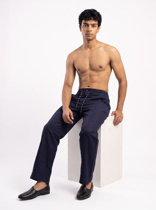 Navy Blue Relaxed Fit Drawstring Pants