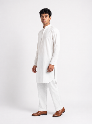 White Relaxed Fit Drawstring Pants