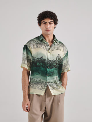 Khajuraho Green Drop Shoulder Shirt