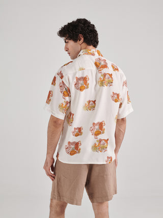 Leopard White Drop Shoulder Shirt