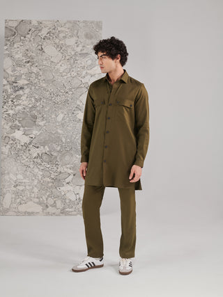 Green Pashtooni Kurta Pant Set