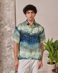 Khajuraho Blue Drop Shoulder Shirt