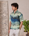 Khajuraho Blue Drop Shoulder Shirt