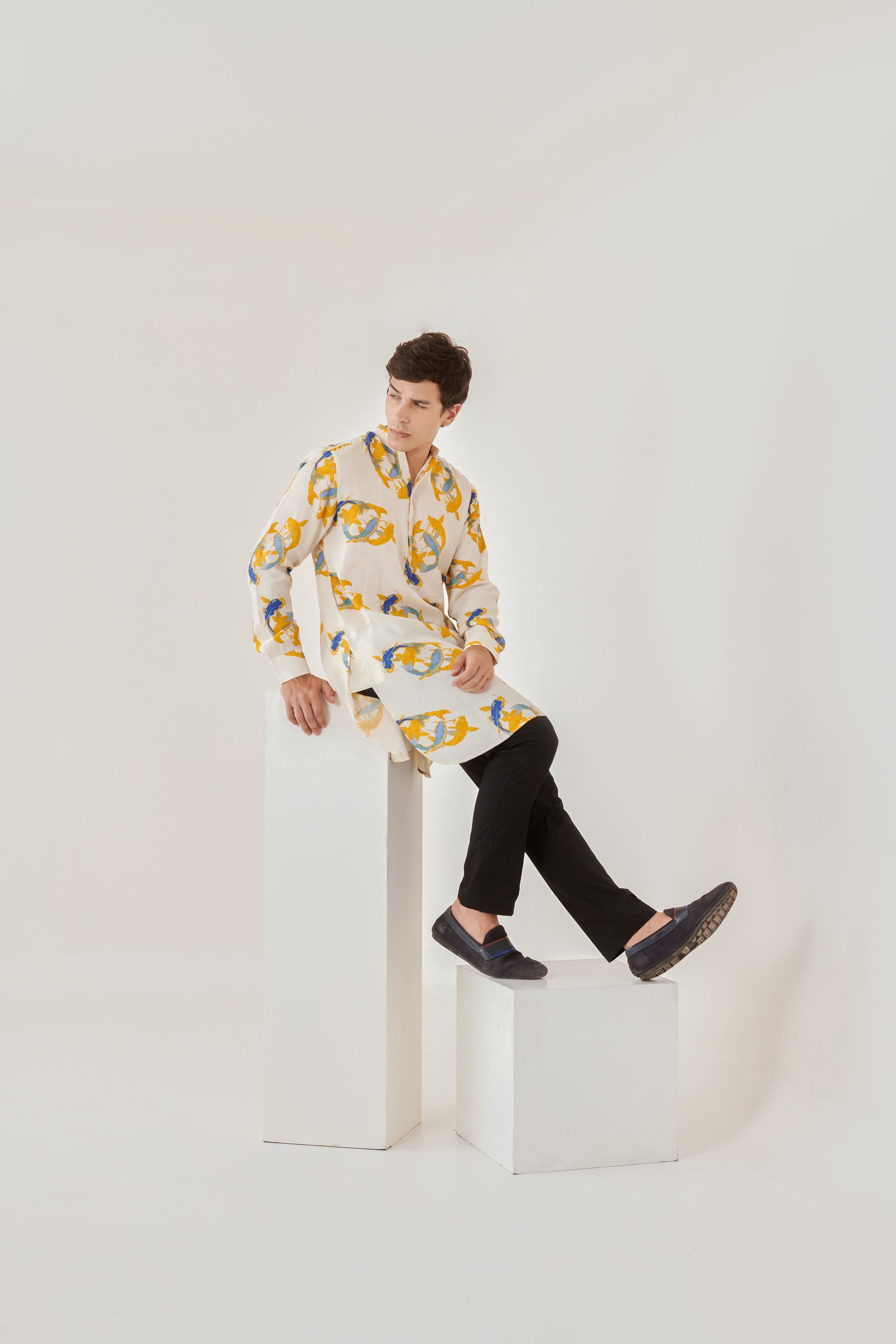 Salmon White Ganganagery Kurta