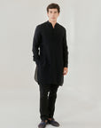 Black Ganganagery Kurta For Men