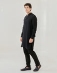 Black Ganganagery Kurta For Men