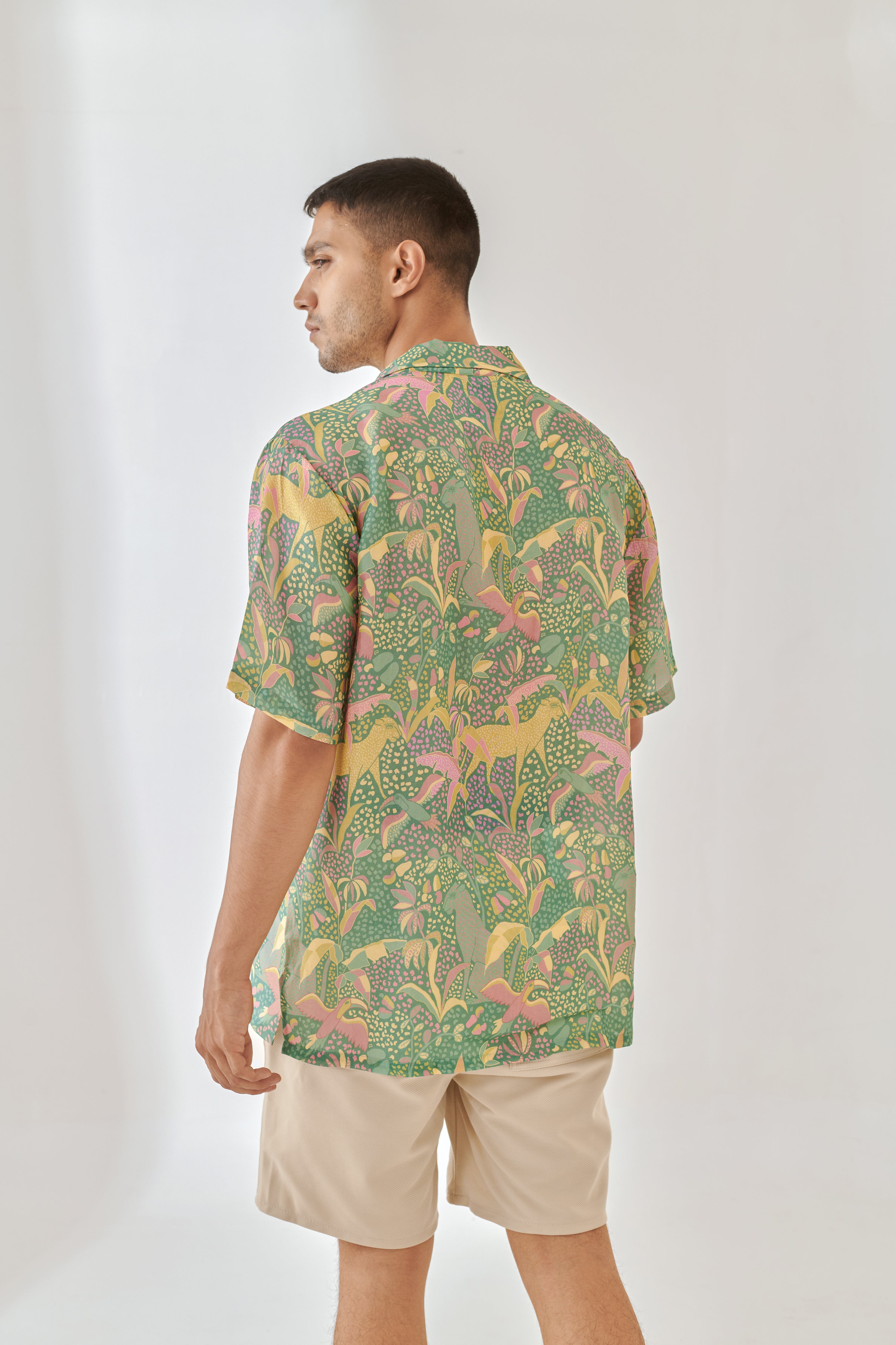 Shaye Green Floral Oversize Shirt For Men