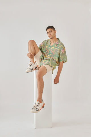 Shaye Green Floral Oversize Shirt For Men