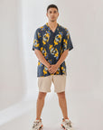 Salmon Blue Oversize Hawaiian Collar Shirt