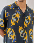 Salmon Blue Oversize Hawaiian Collar Shirt