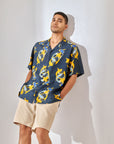 Salmon Blue Oversize Hawaiian Collar Shirt