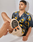 Salmon Blue Oversize Hawaiian Collar Shirt
