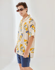 Salmon White Oversize Hawaiian Collar Shirt