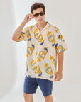 Salmon White Oversize Hawaiian Collar Shirt